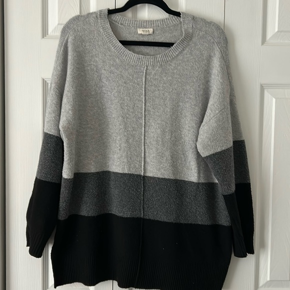 Soft Cozy Sweater, Grayscale Colorblock - Picture 1 of 8